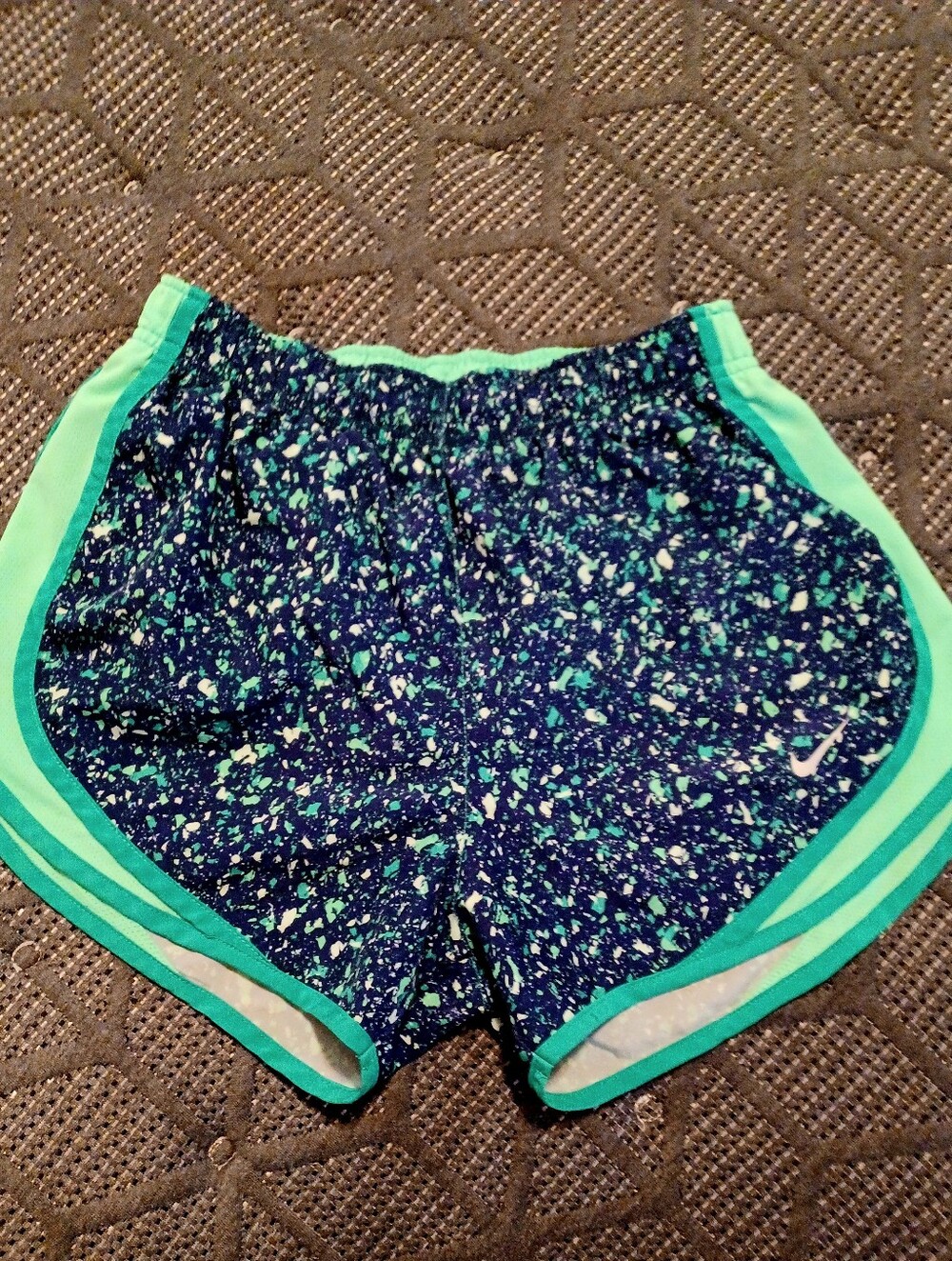 Nike S/Small Dri-Fit Running Shorts built in panty brief green blue